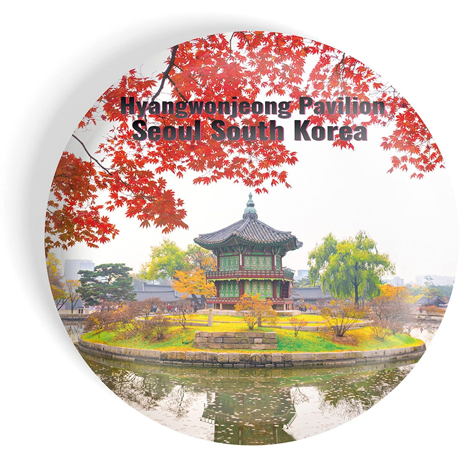 Dhcrafts Fridge Magnet Multicolor Famous Tourist Place Hyangwonjeong Pavilion Seoul South Korea Glossy Finish Design Pack Of 1