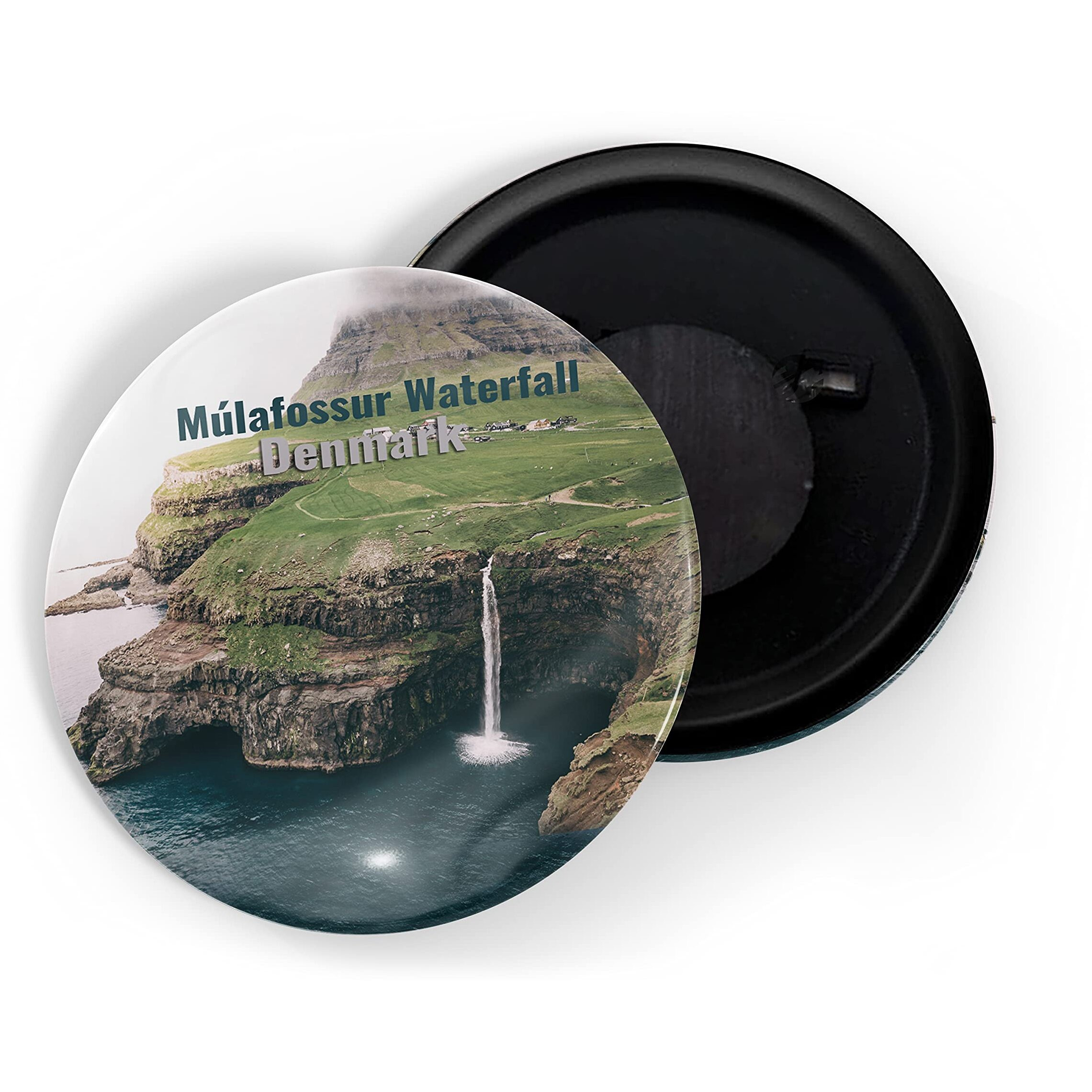Dhcrafts Fridge Magnet Multicolor Famous Tourist Place Mulafossur Waterfall Denmark Glossy Finish Design Pack Of 1