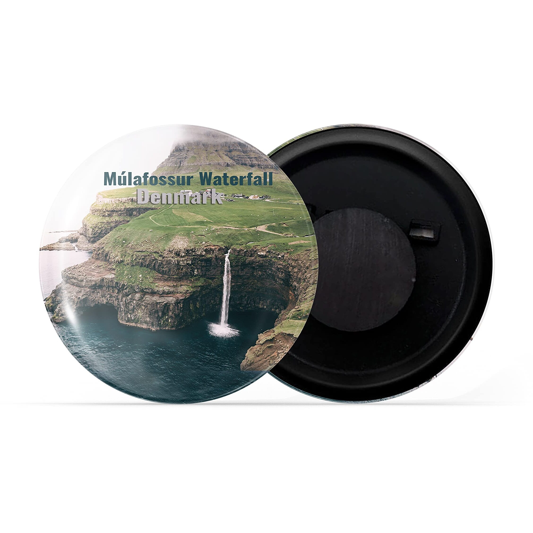 Dhcrafts Fridge Magnet Multicolor Famous Tourist Place Mulafossur Waterfall Denmark Glossy Finish Design Pack Of 1