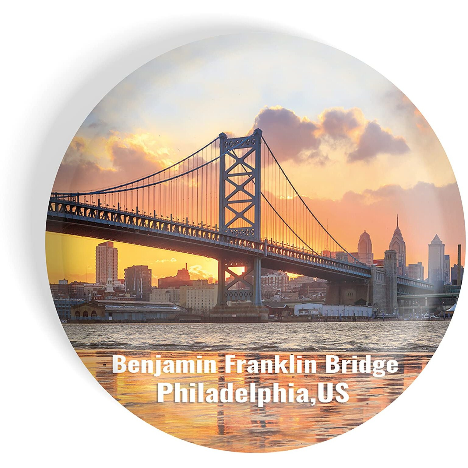 Dhcrafts Fridge Magnet Multicolor Famous Tourist Place Benjamin Franklin Bridge Philadelphia Us Glossy Finish Design Pack Of 1