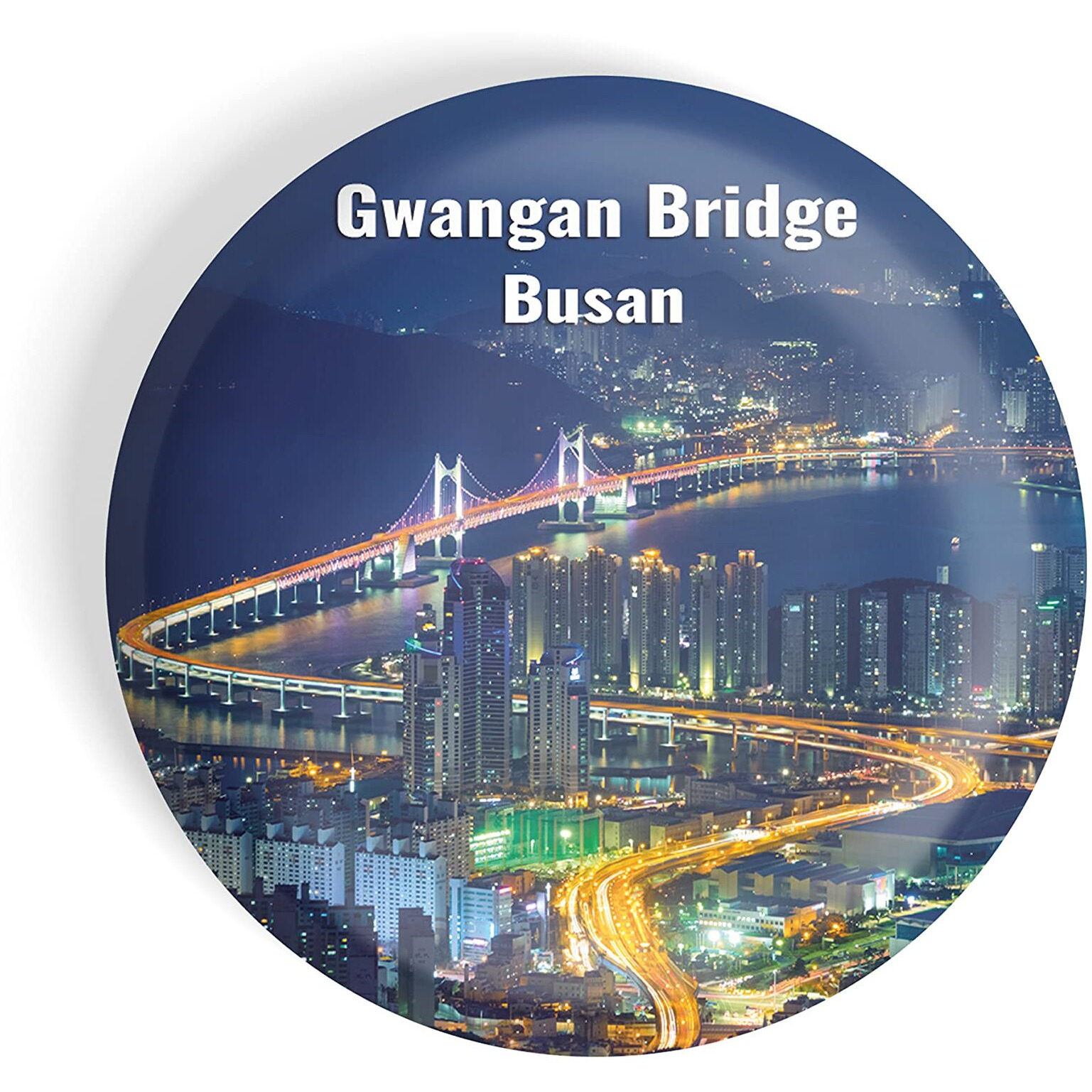 Dhcrafts Fridge Magnet Multicolor Famous Tourist Place Gwangan Bridge Busan D1 Glossy Finish Design Pack Of 1