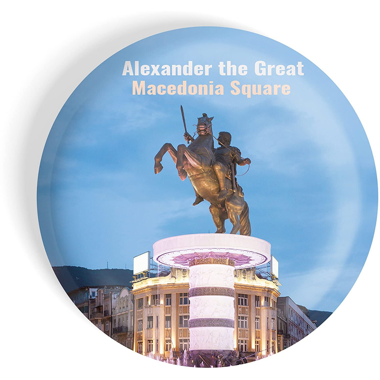 Dhcrafts Fridge Magnet Multicolor Famous Tourist Place Alexander The Great Macedonia Square Glossy Finish Design Pack Of 1