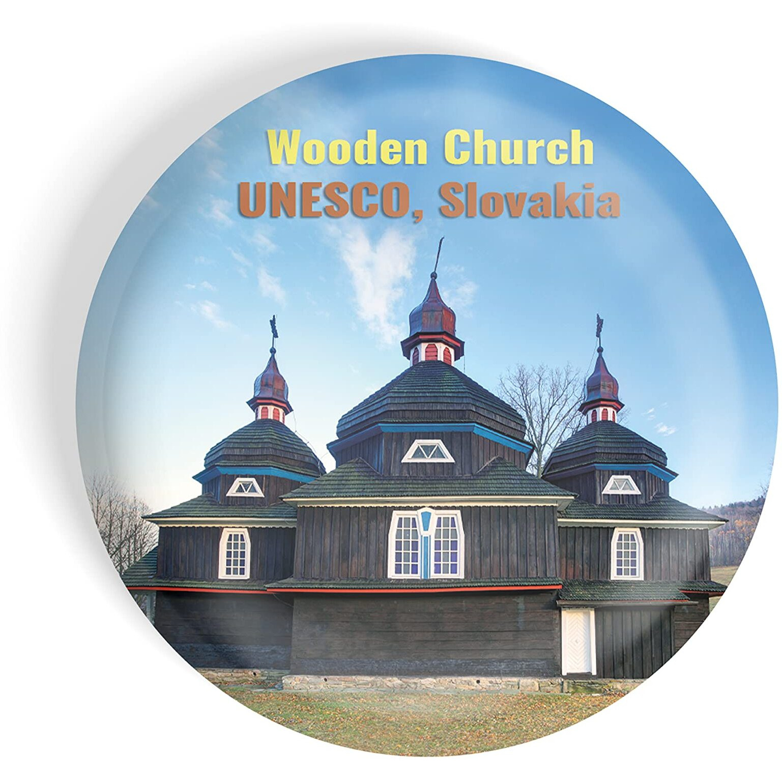 Dhcrafts Fridge Magnet Multicolor Famous Tourist Place Wooden Church Unesco Slovakia Glossy Finish Design Pack Of 1