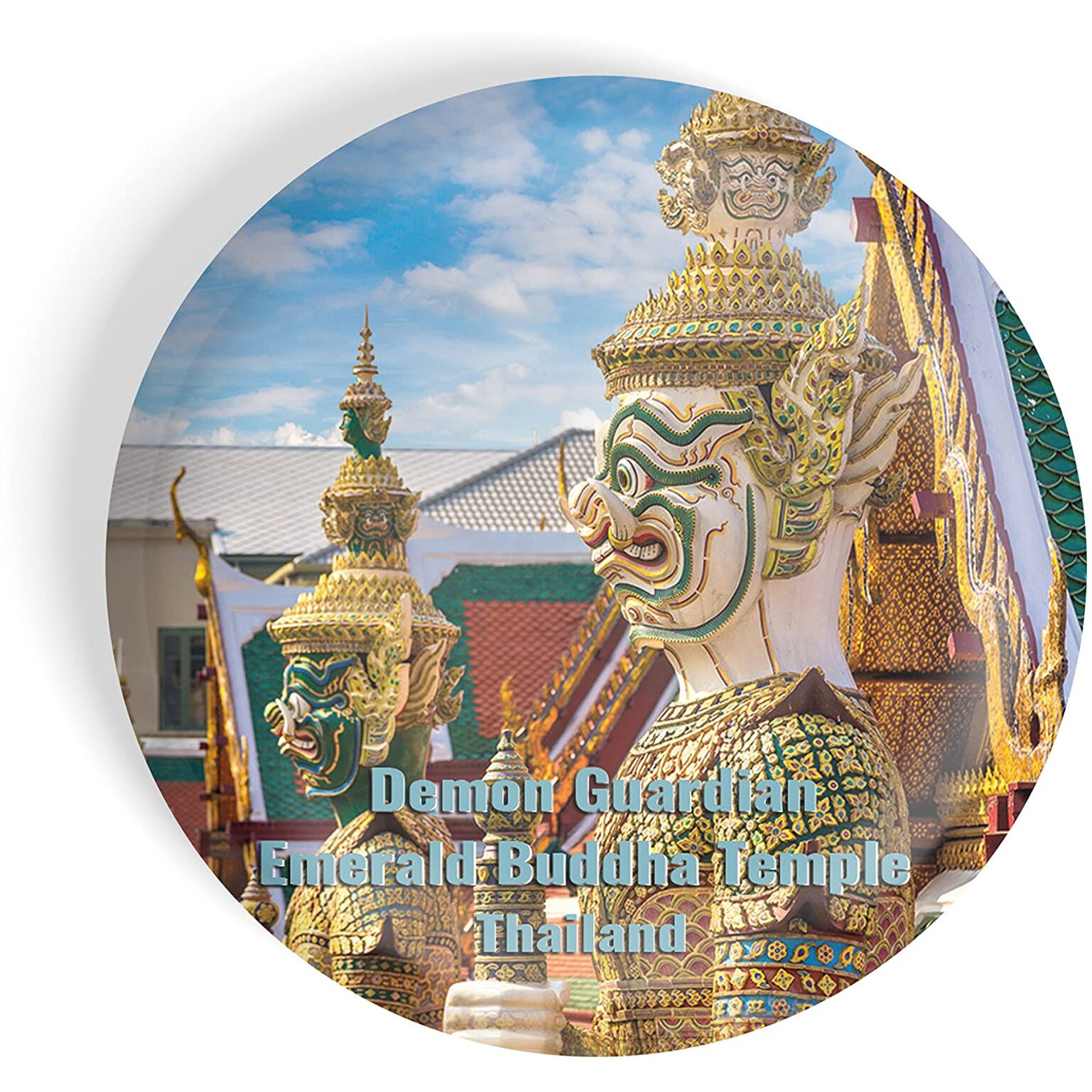 Dhcrafts Fridge Magnet Multicolor Famous Tourist Place Demon Guardian Emerald Buddha Temple Thailand Glossy Finish Design Pack Of 1