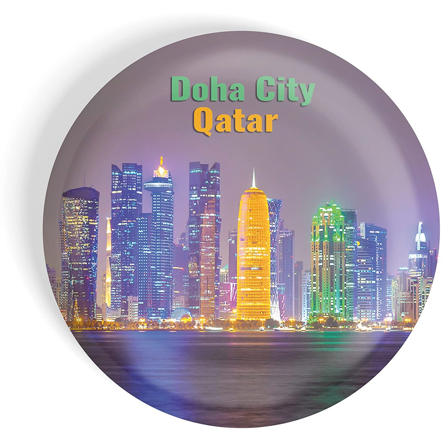 Dhcrafts Fridge Magnet Multicolor Famous Tourist Place Doha City Qatar Glossy Finish Design Pack Of 1