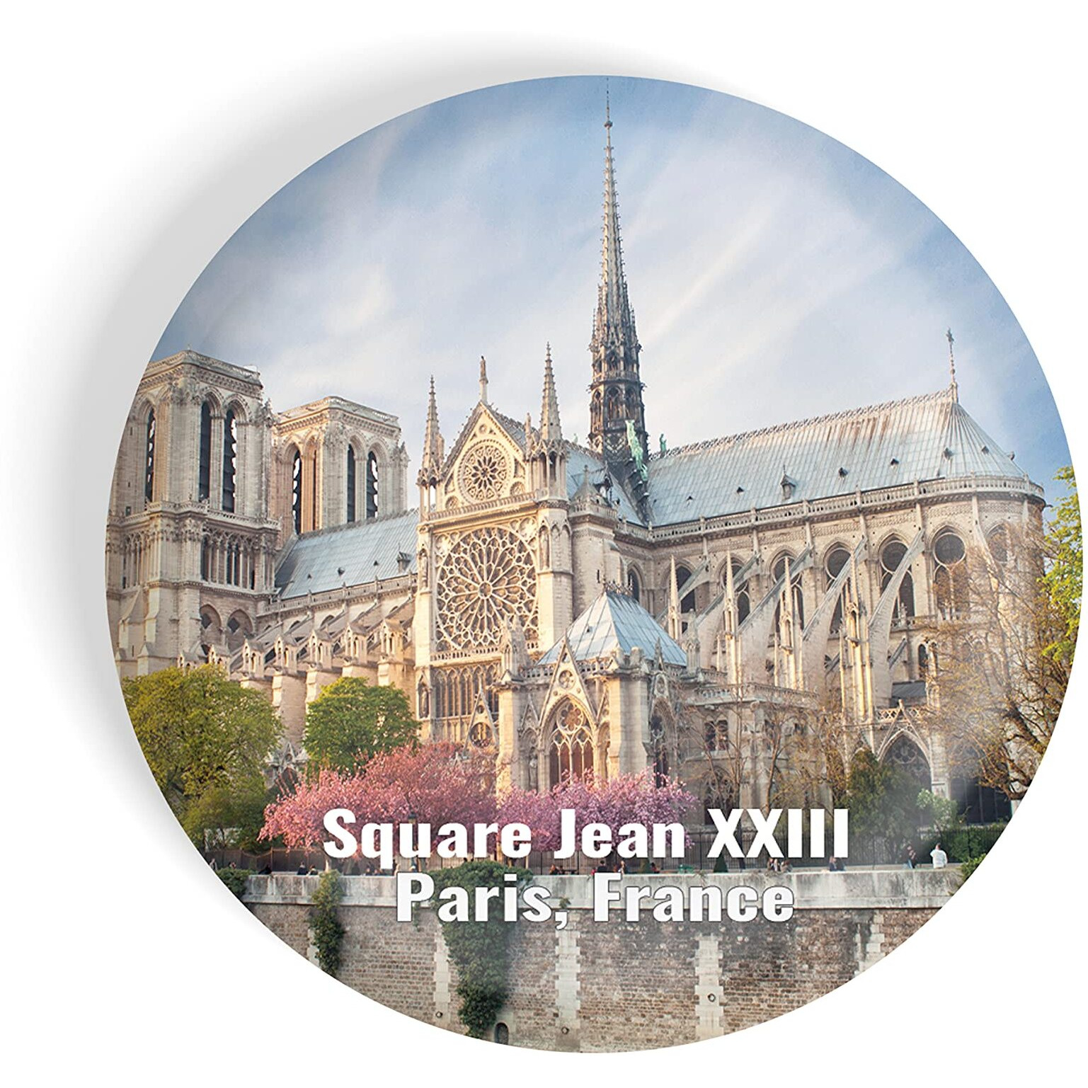 Dhcrafts Fridge Magnet Multicolor Famous Tourist Place Square Jean Xxiii Paris, France Glossy Finish Design Pack Of 1