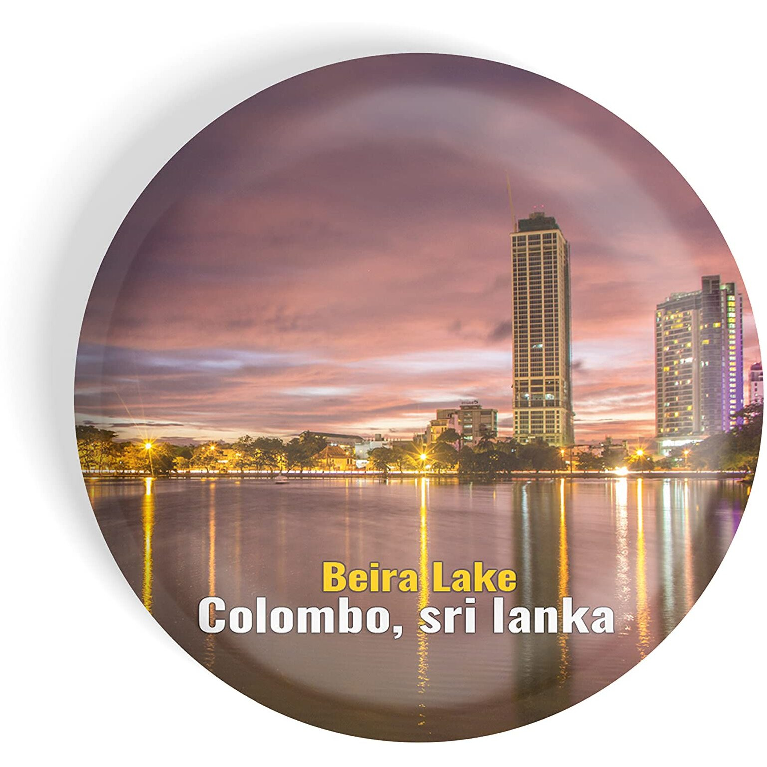 Dhcrafts Fridge Magnet Multicolor Famous Tourist Place Beira Lake Colombo, Sri Lanka Glossy Finish Design Pack Of 1
