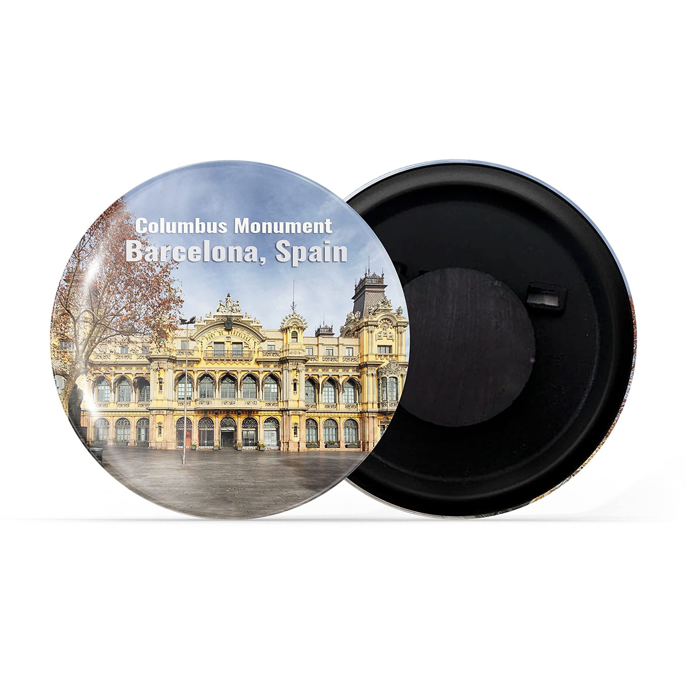 Dhcrafts Fridge Magnet Multicolor Famous Tourist Place Columbus Monument Barcelona Spain Glossy Finish Design Pack Of 1