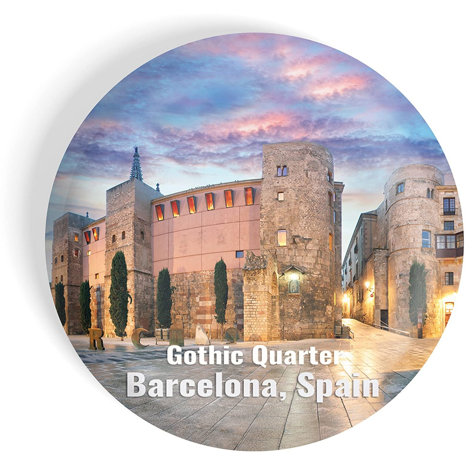 Dhcrafts Fridge Magnet Multicolor Famous Tourist Place Gothic Quarter Barcelona Spain Glossy Finish Design Pack Of 1