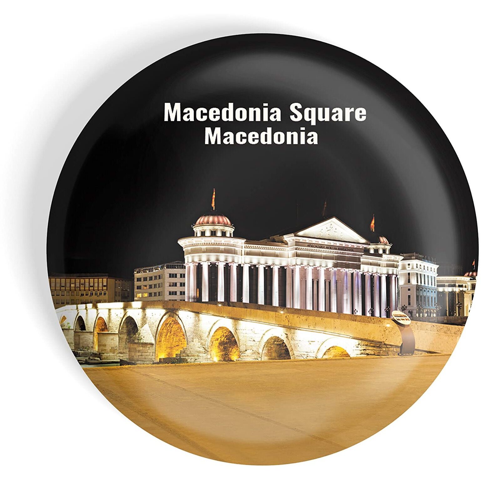 Dhcrafts Fridge Magnet Multicolor Famous Tourist Place Macedonia Square Macedonia Glossy Finish Design Pack Of 1