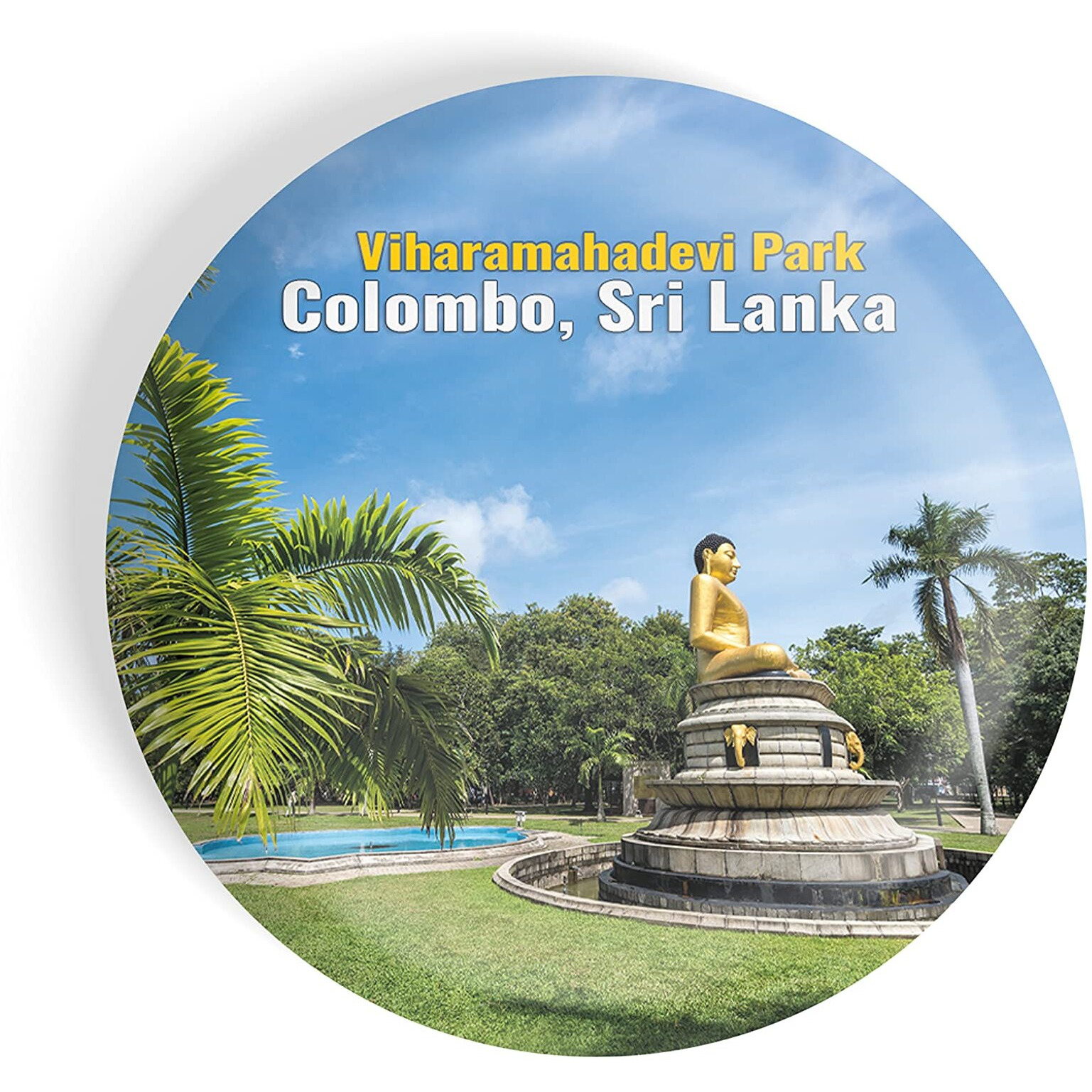 Dhcrafts Fridge Magnet Multicolor Famous Tourist Place Viharamahadevi Park Colombo, Sri Lanka Glossy Finish Design Pack Of 1