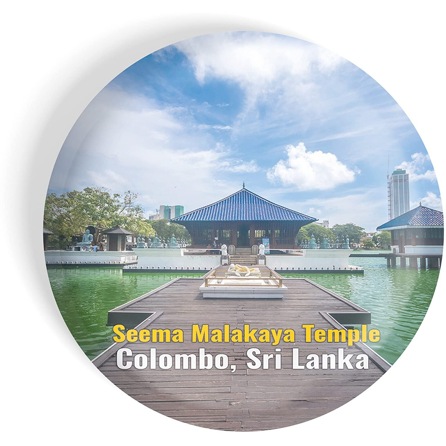 Dhcrafts Fridge Magnet Multicolor Famous Tourist Place Seema Malakaya Temple Colombo, Sri Lanka Glossy Finish Design Pack Of 1