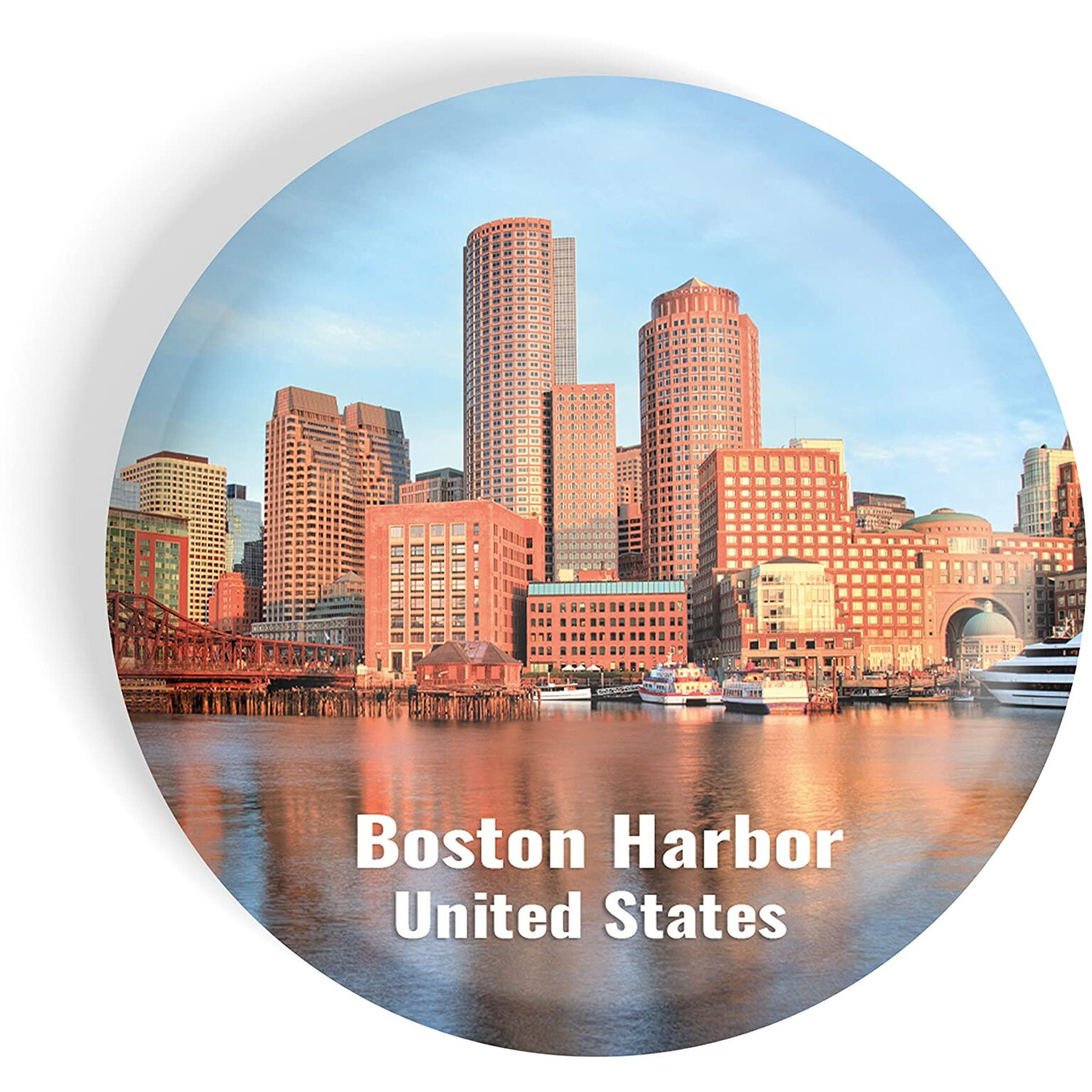 Dhcrafts Fridge Magnet Multicolor Famous Tourist Place Boston Harbor United States Glossy Finish Design Pack Of 1