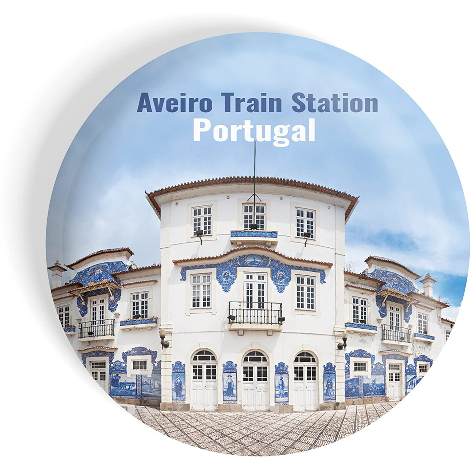 Dhcrafts Fridge Magnet Multicolor Famous Tourist Place Aveiro Train Station Portugal Glossy Finish Design Pack Of 1