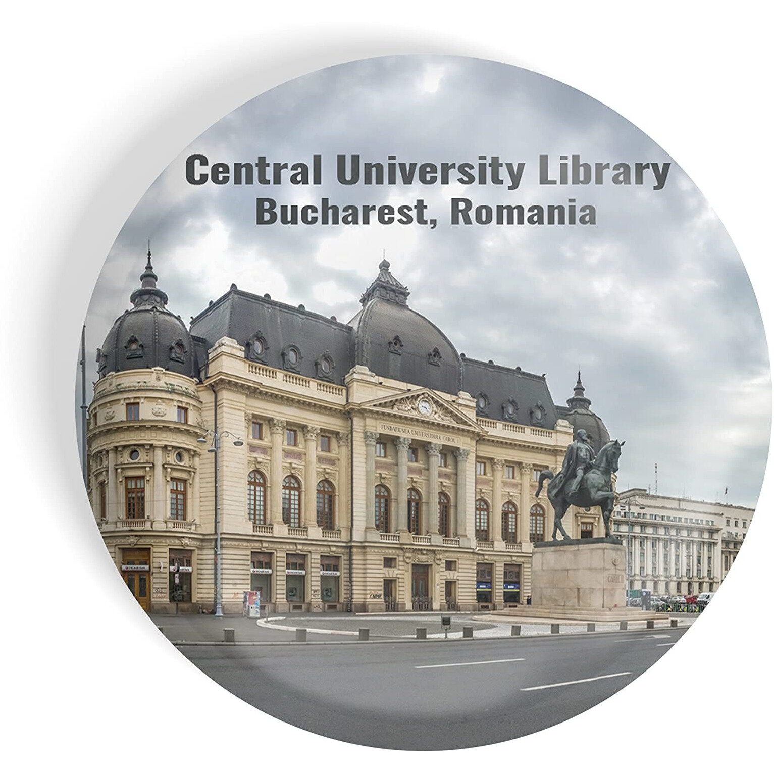 Dhcrafts Fridge Magnet Multicolor Famous Tourist Place Central University Library Bucharest, Romania Glossy Finish Design Pack Of 1