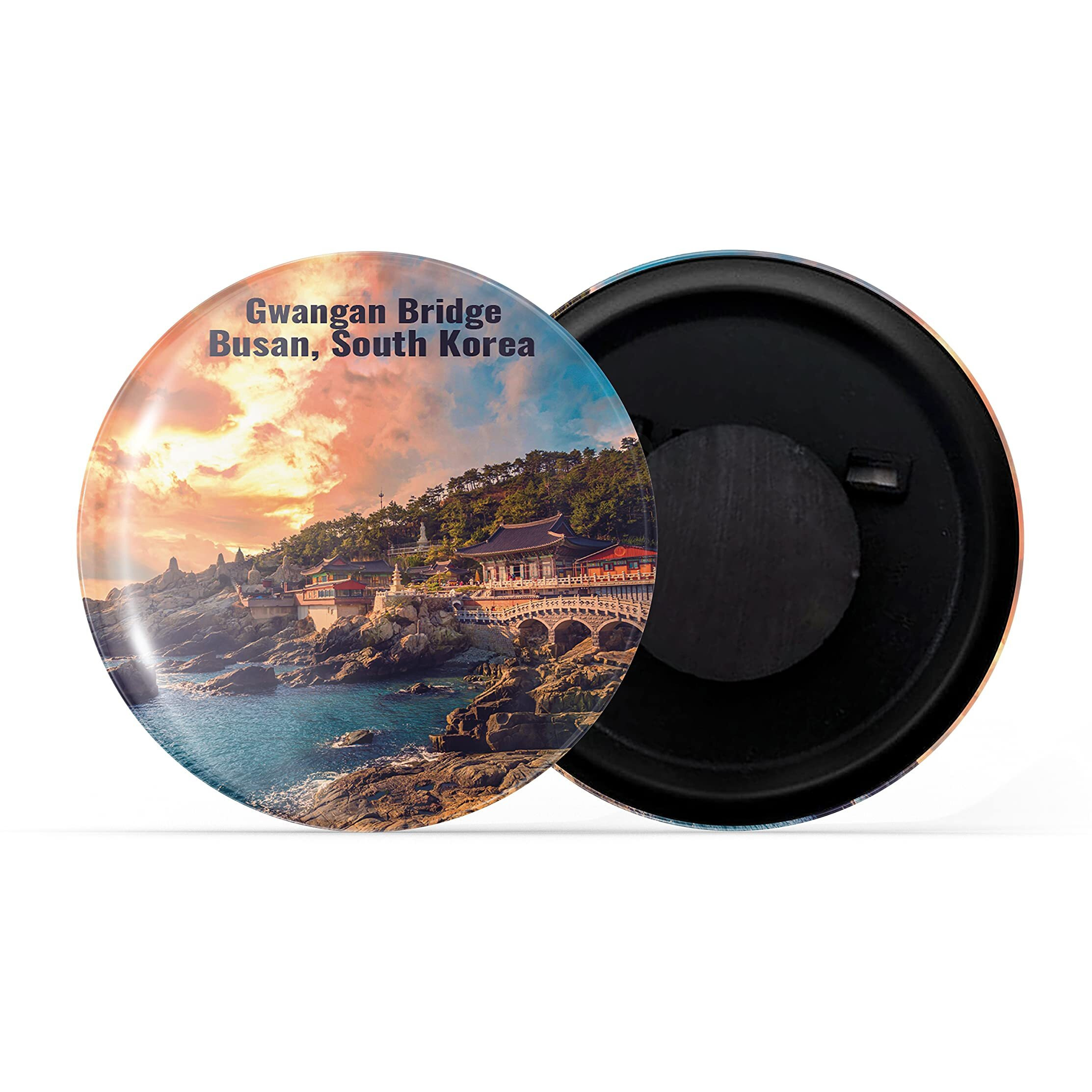 Dhcrafts Fridge Magnet Multicolor Famous Tourist Place Gwangan Bridge Busan, South Korea D3 Glossy Finish Design Pack Of 1