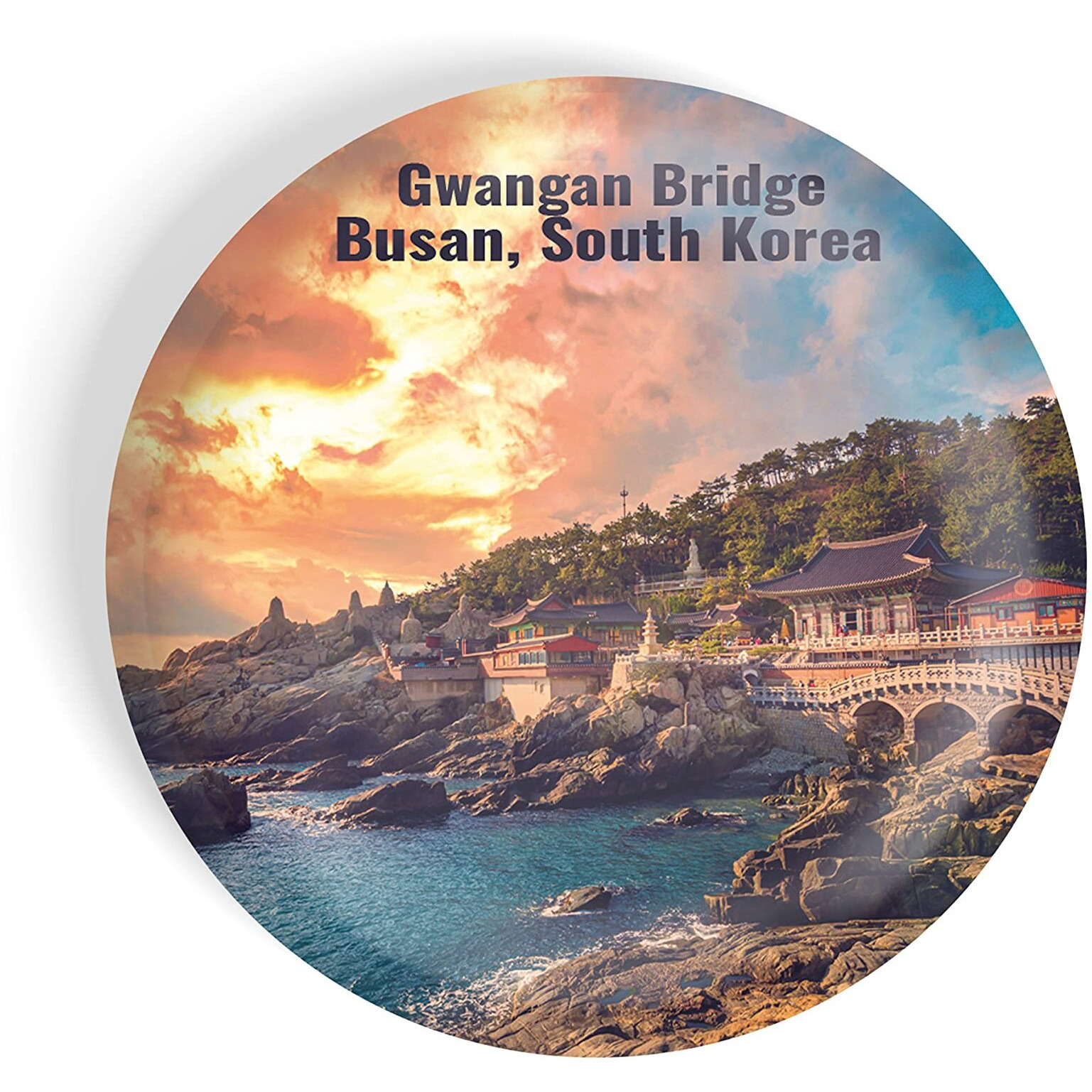 Dhcrafts Fridge Magnet Multicolor Famous Tourist Place Gwangan Bridge Busan, South Korea D3 Glossy Finish Design Pack Of 1