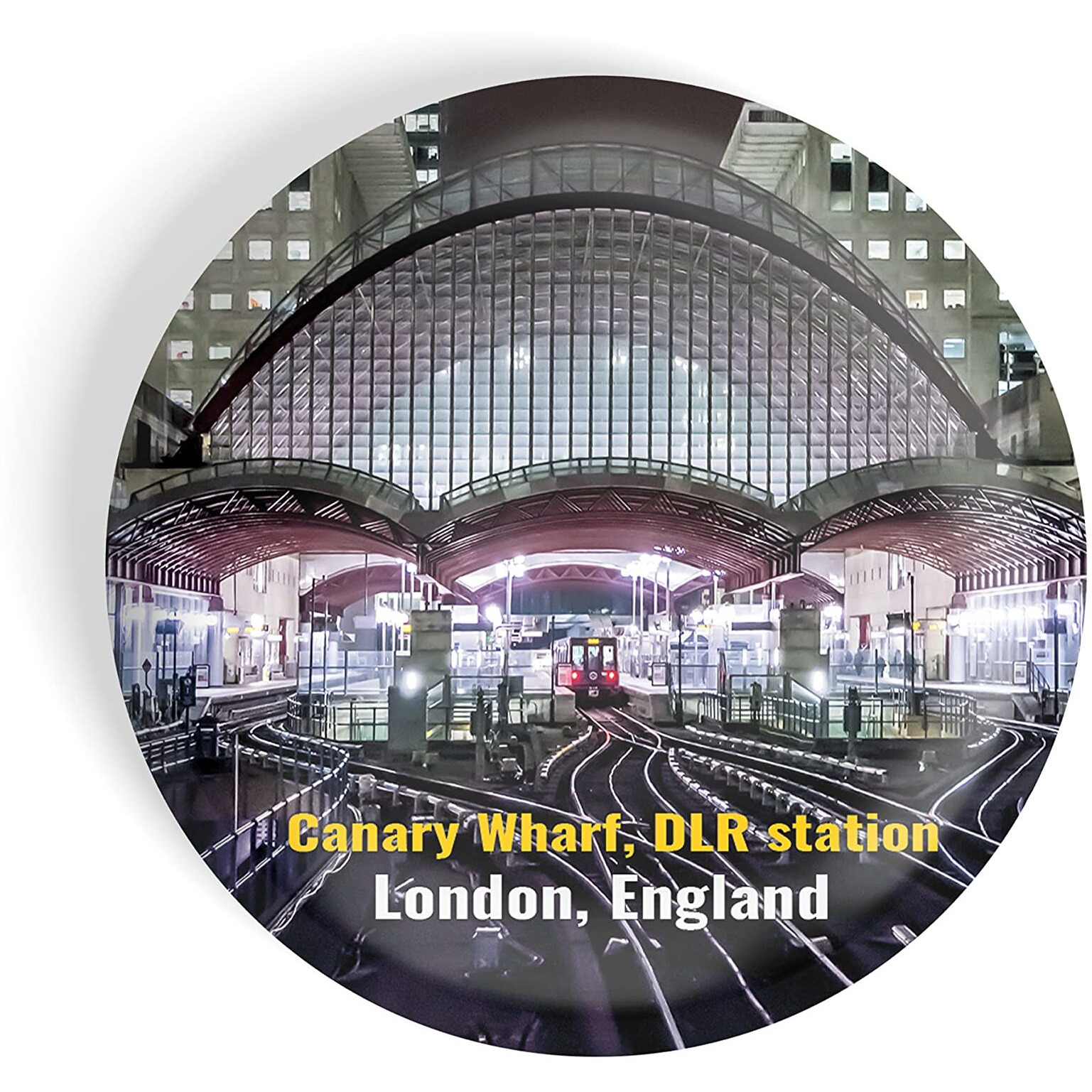 Dhcrafts Fridge Magnet Multicolor Famous Tourist Place Canary Wharf, Dlr Station London, England Glossy Finish Design Pack Of 1