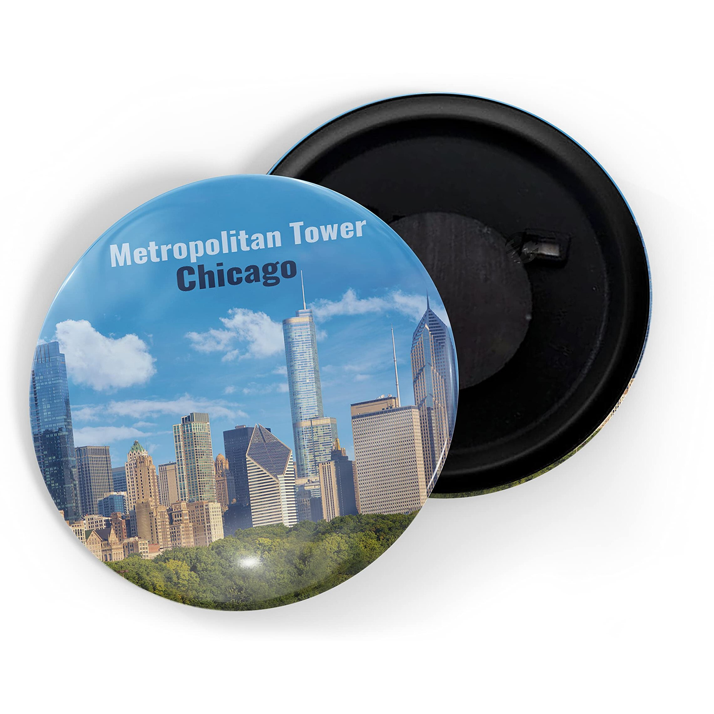 Dhcrafts Fridge Magnet Multicolor Famous Tourist Place Metropolitan Tower Chicago Glossy Finish Design Pack Of 1