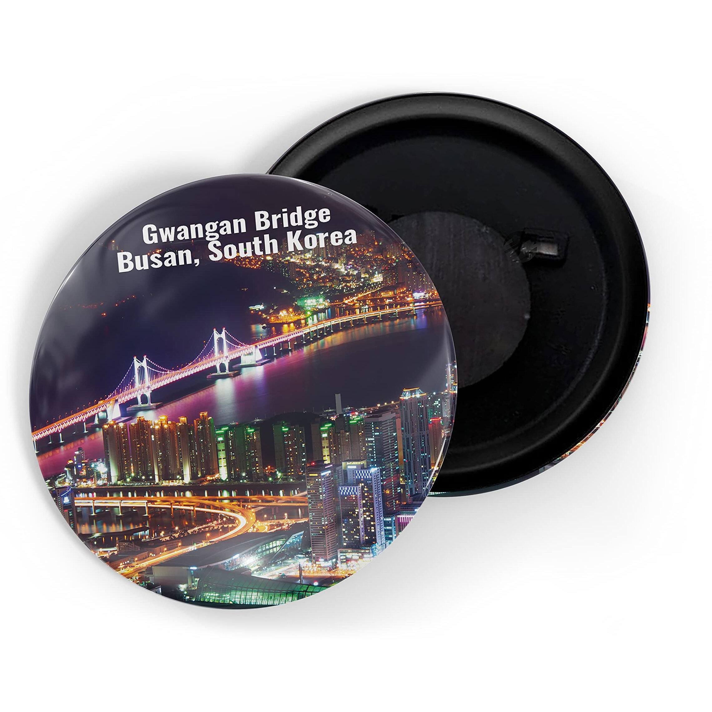 Dhcrafts Fridge Magnet Multicolor Famous Tourist Place Gwangan Bridge Busan, South Korea D2 Glossy Finish Design Pack Of 1