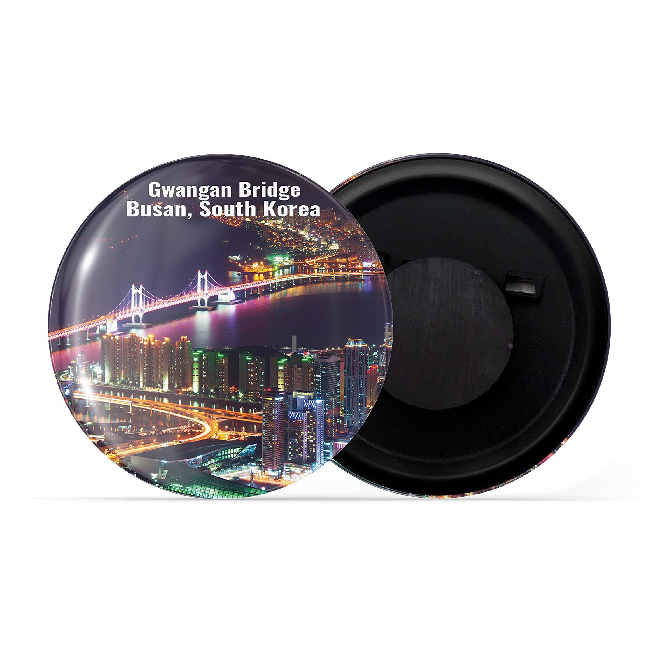 Dhcrafts Fridge Magnet Multicolor Famous Tourist Place Gwangan Bridge Busan, South Korea D2 Glossy Finish Design Pack Of 1