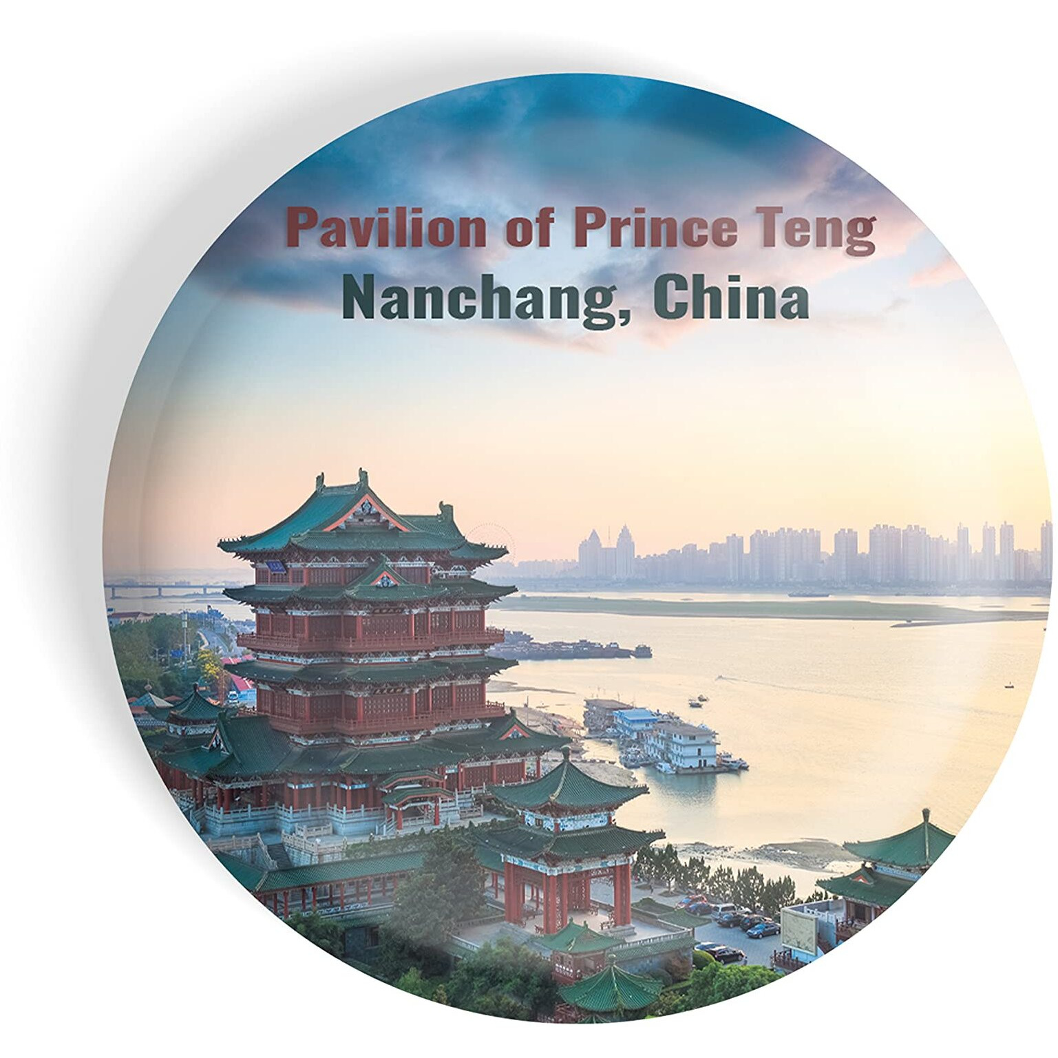 Dhcrafts Fridge Magnet Multicolor Famous Tourist Place Pavilion Of Prince Teng Nanchang China Glossy Finish Design Pack Of 1