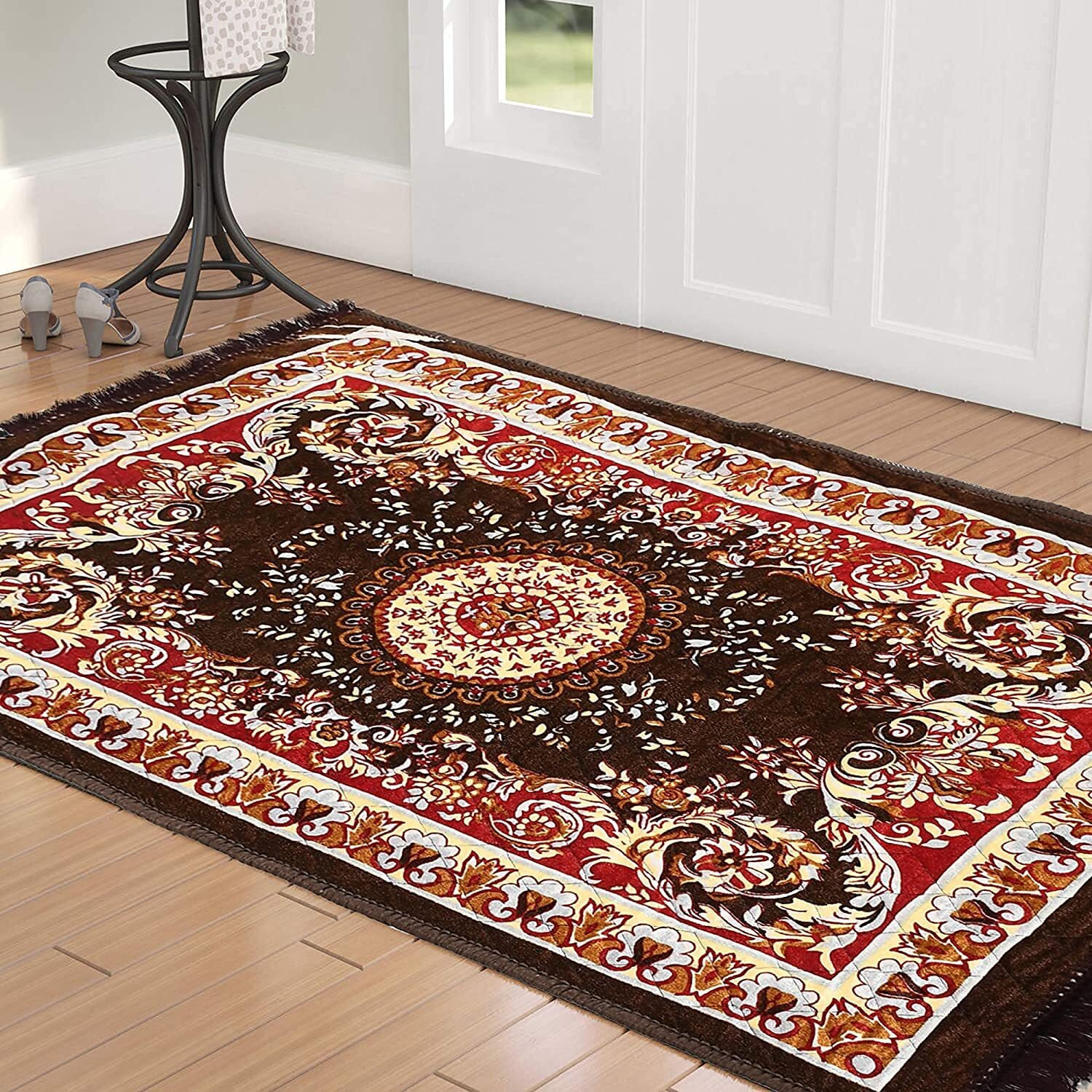 Cozy Furnish Velvet Pooja Asan Mat - Size 28 X 48(Inches) 71X121(Cm) 2X4(Feet) Bed Side Runner,Floor Mat, Floor Rug, Pack Of 1 Velvet Asan, Rectangular, Multicolor