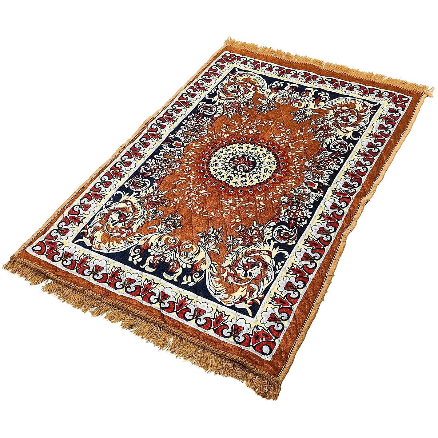 Cozy Furnish Velvet Pooja Asan Mat - Size 28 X 48(Inches) 71X121(Cm) 2X4(Feet) Bed Side Runner,Floor Mat, Floor Rug, Pack Of 1 Velvet Asan (Golden, Rectangular)
