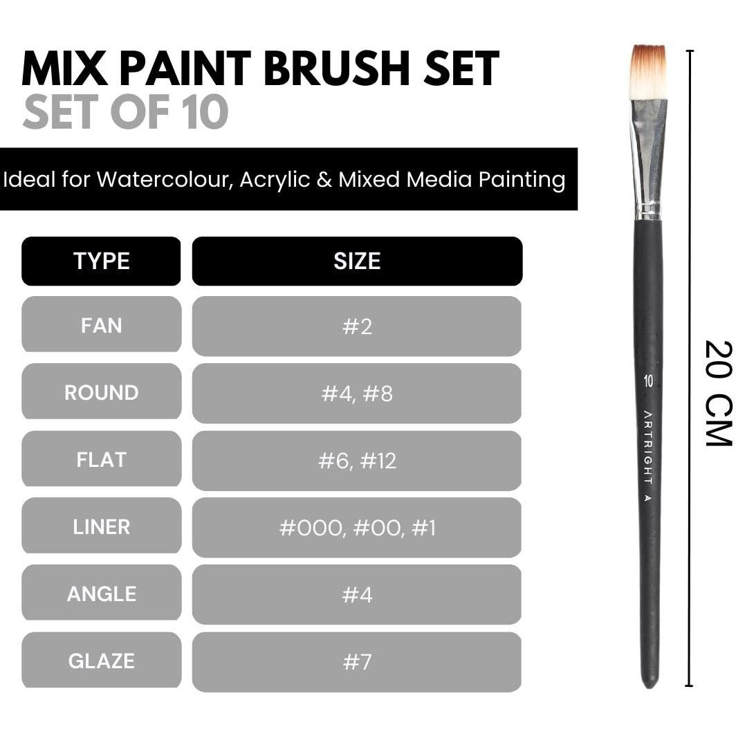 Artright Professional Painting Kit 44 Pcs - Paint Set For Painting (Paint Brushes Set Of 10-1 Feet Wooden Painting Easel - A4 Watercolor Papers - Painting Palette - Artists Color Set Of 12