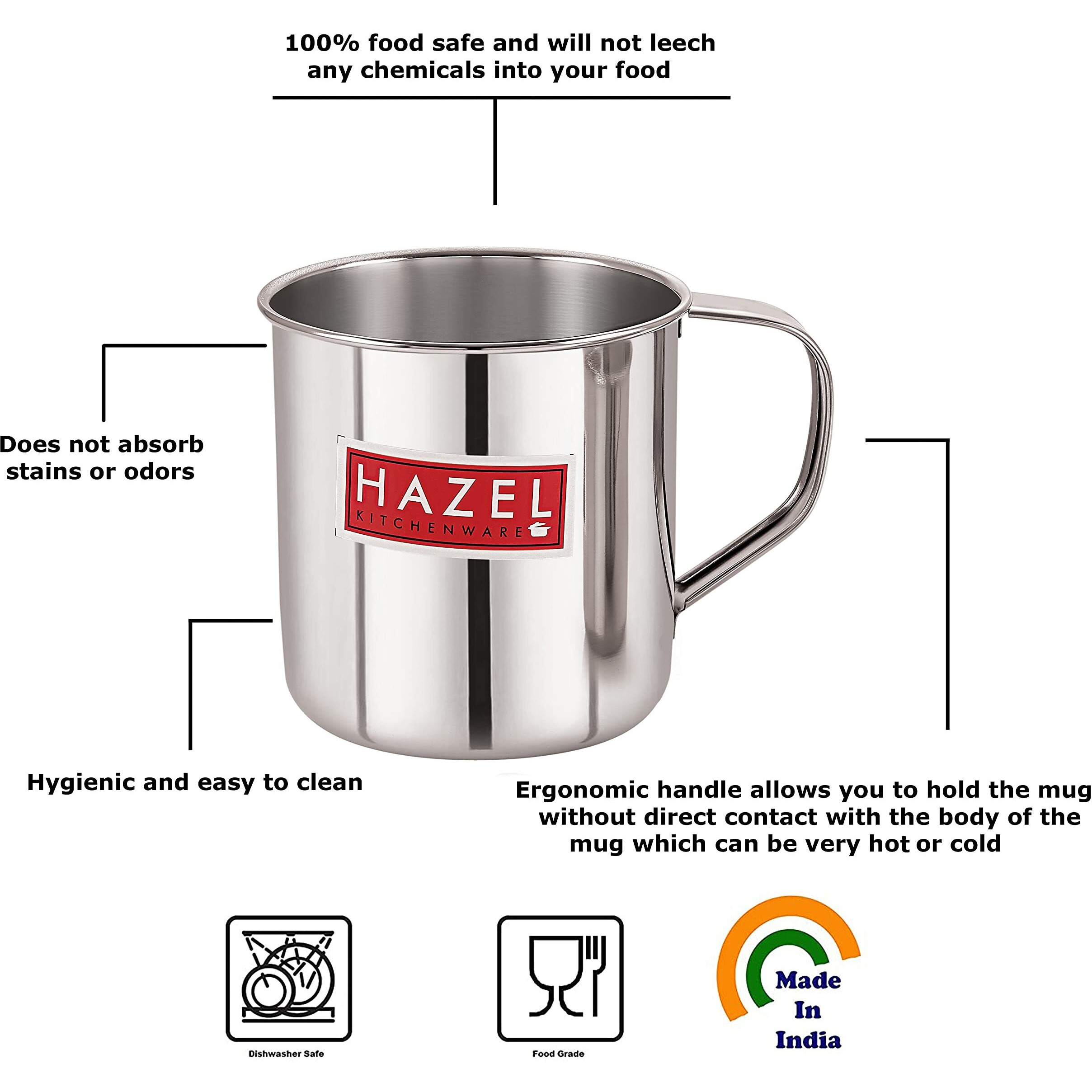 Hazel Stainless Steel Multipurpose Mug | 1200 Ml Steel Camping Mug | Steel Mug For Bathroom Shower Home | Strong And Sturdy Mug