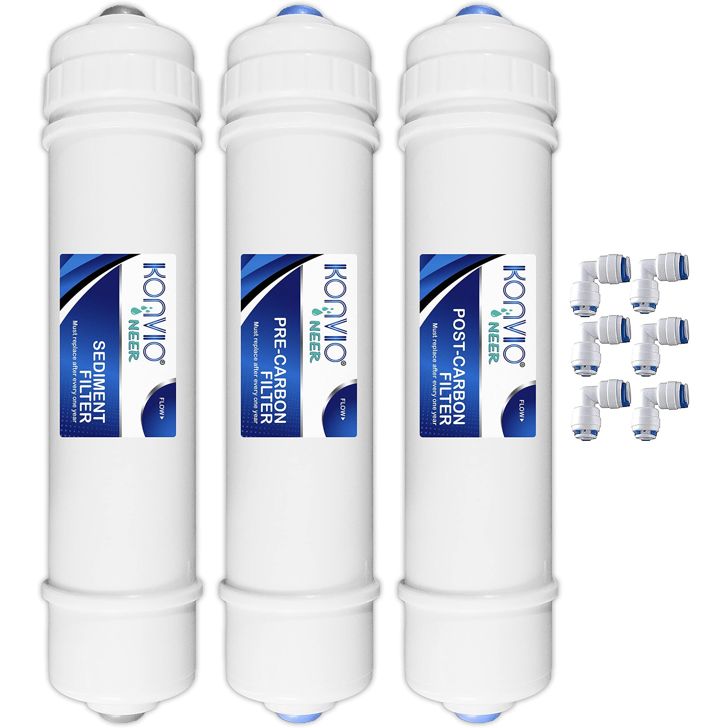 Konvio Neer Pre Carbon Filter, Sediment Filter, Post Carbon Filter And Elbow, Inline Filter Set For All Ro Water Purifier