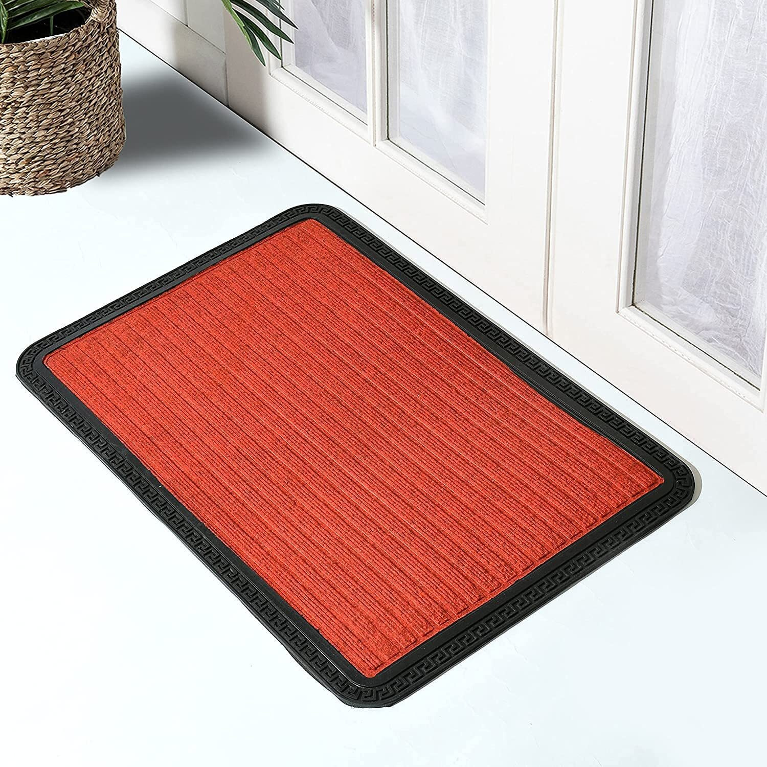 Ultica Fab Long Lasting Multi Purpose Door Mats For Bathroom Entrance, Shower Rubber Mat, Swimming Pool Mat Outdoor Mats Rain Mat Zig-Zag Mat (40 X 60, Red)