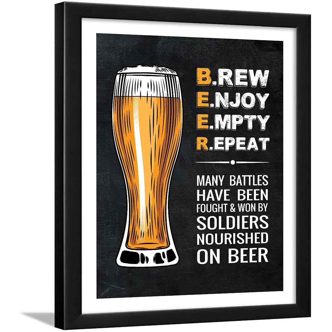Chaka Chaundh - Alcohol Quotes Frames - Bar Quotes With Frames - Beer Quotes Wall Frames - Bar Quotes For Poster Decor - (13.6 X 10.6 Inches) (Beer - Soldier - Black)