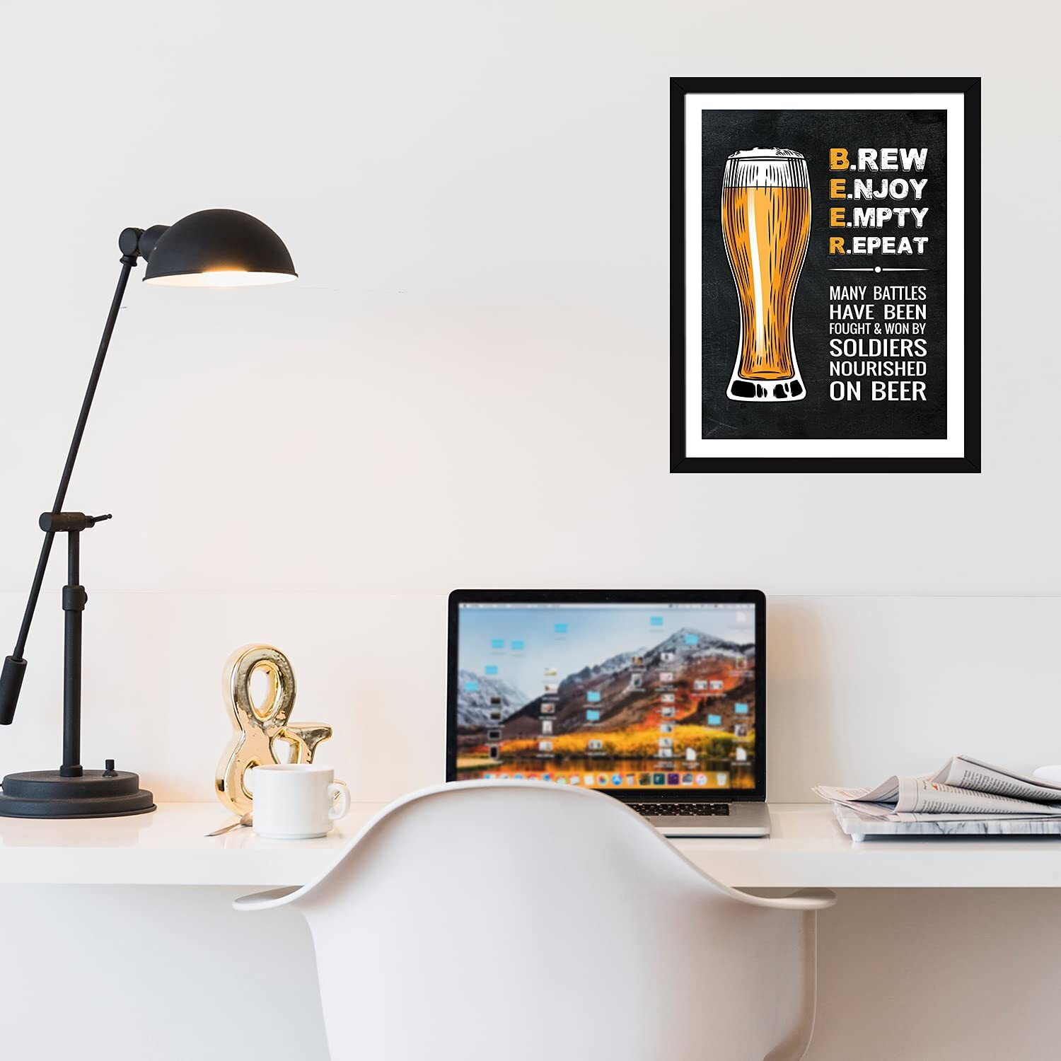 Chaka Chaundh - Alcohol Quotes Frames - Bar Quotes With Frames - Beer Quotes Wall Frames - Bar Quotes For Poster Decor - (13.6 X 10.6 Inches) (Beer - Soldier - Black)