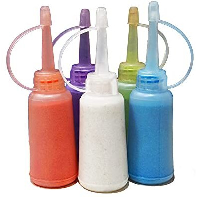 Craftvatika Set Of 5 Rangoli Plastic Bottles With Tubes Nozeles Set Rangoli Making Tool Kit Squeezeme Bottle Easy To Use Dry Rangoli Making Bottle, Squeeze Rangoli Bottles Multicolor