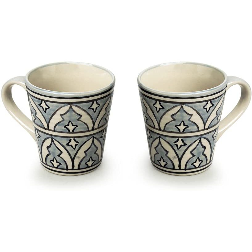 Exclusivelane Handpainted Ceramic Coffee Mug Ceramic Mugs Tea Mugs, 240 Ml, Set Of 2