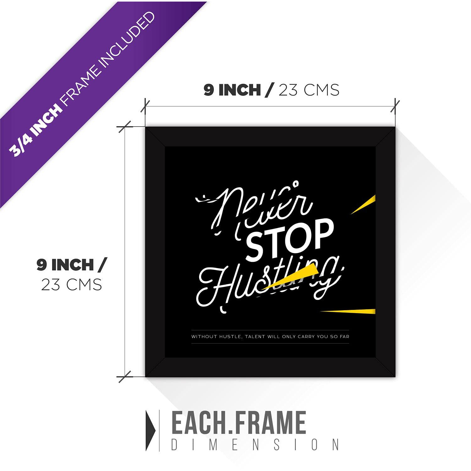 Fatmug Framed Motivational Wall Posters With Glass For Home And Office Decoration, 9X9 In -Set Of 4