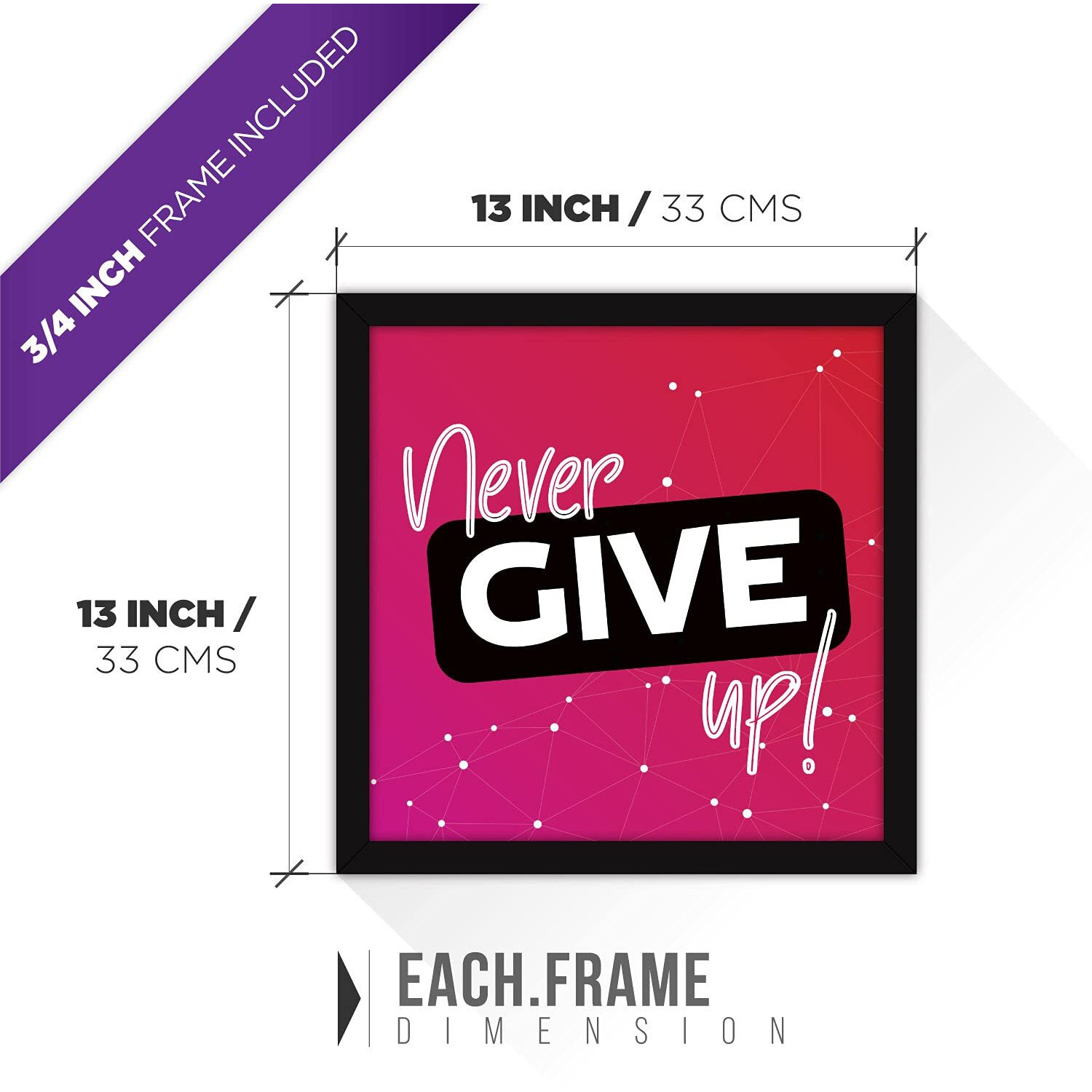 Fatmug Motivational Frames For Office And Living Room, Modern Wall Art With Glass,13X13 In -Set Of 4