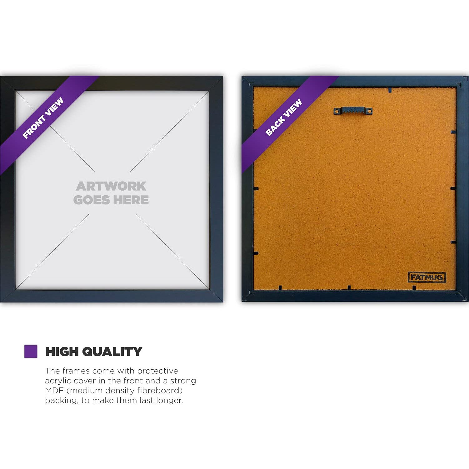 Fatmug Motivational Frames For Office And Living Room, Modern Wall Art With Glass,13X13 In -Set Of 4