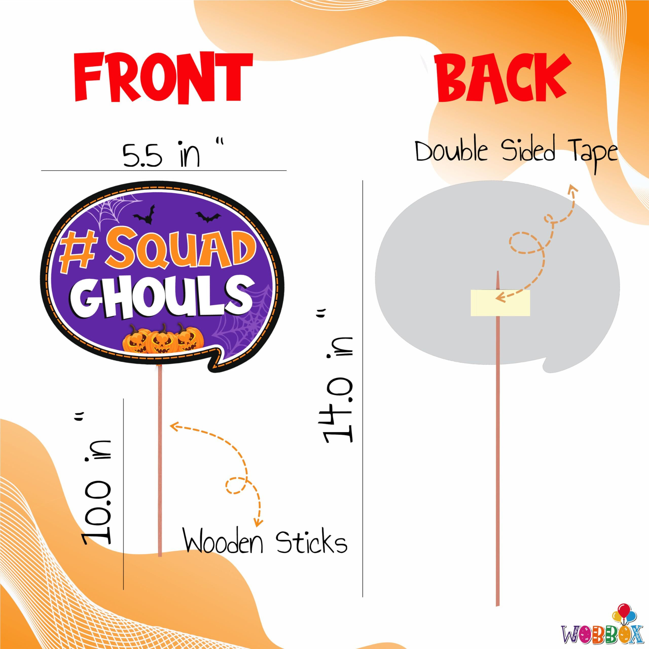 Wobbox Halloween Photo Booth Party Props Diy Kit Featuring Boo Ghost, Multi Colour, Halloween Decoration Item (25 Pcs)