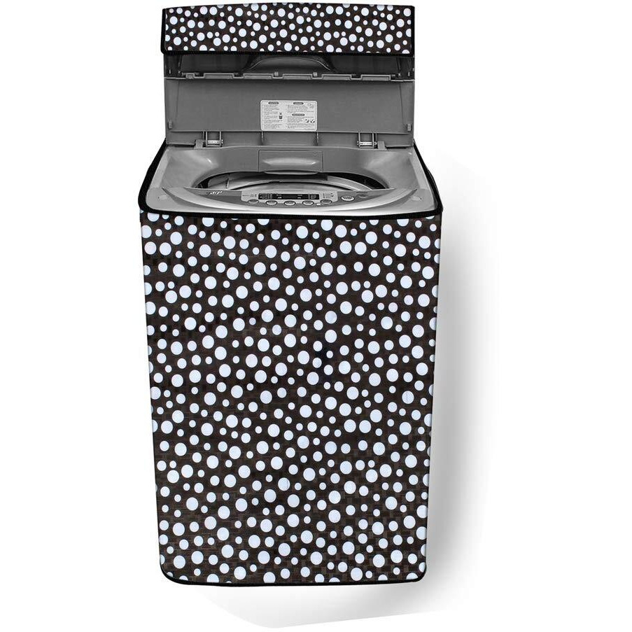 Stylista Washing Machine Cover Compatible For Samsung 7 Kg Fully-Automatic Top Loading Wa70K4020Hl, Polka Dot Pattern Black