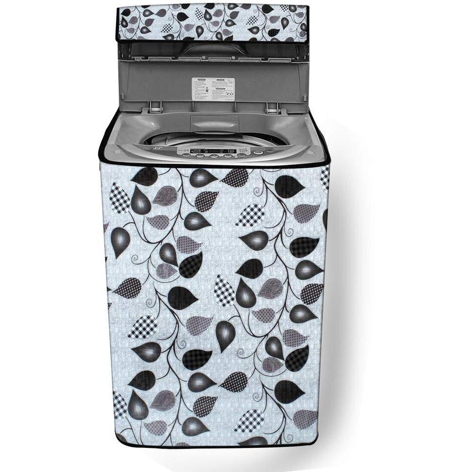 Stylista Washing Machine Cover Compatible For Samsung 6.2 Kg Fully-Automatic Top Loading Wa62H4000Hd, Petals Pattern Grey