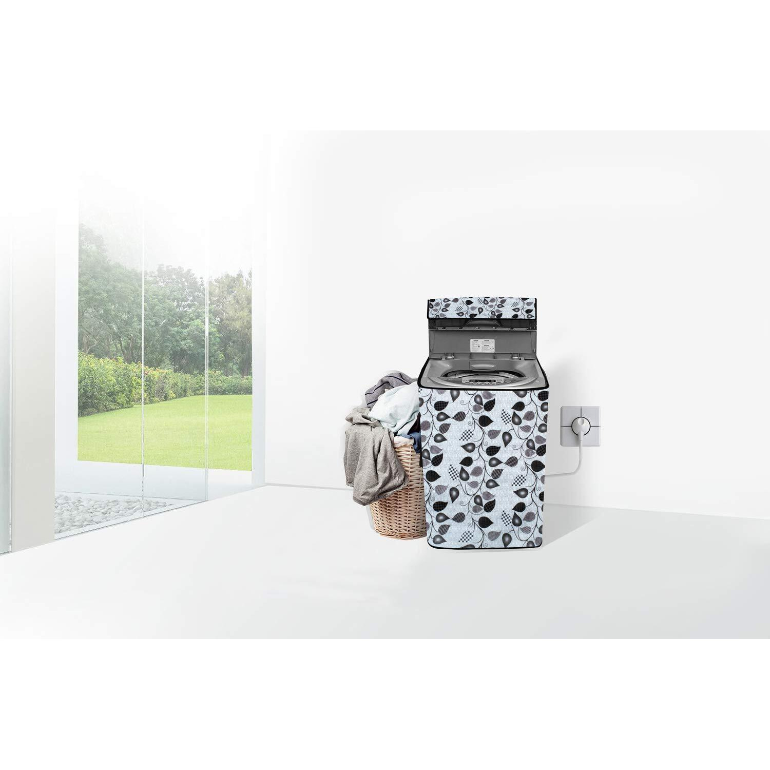 Stylista Washing Machine Cover Compatible For Samsung 6.2 Kg Fully-Automatic Top Loading Wa62H4000Hd, Petals Pattern Grey