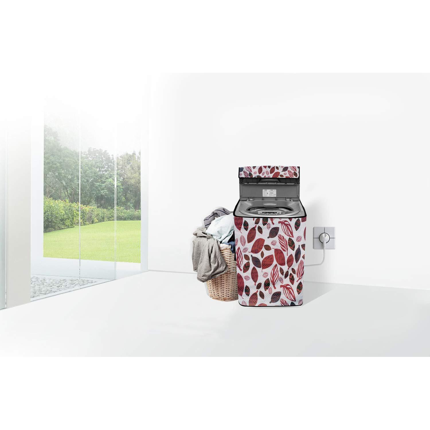 Stylista Washing Machine Cover Compatible For Samsung 11 Kg Fully-Automatic Top Loading Wa11J5751Sp, Ditzy Pattern Offwhite Base