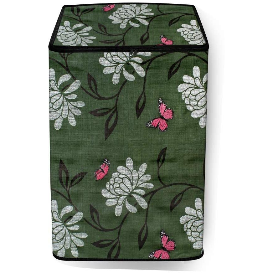 Stylista Washing Machine Cover Compatible For Samsung 6.2 Kg Fully-Automatic Top Loading Wa62H4000Hd, Petals Pattern Green