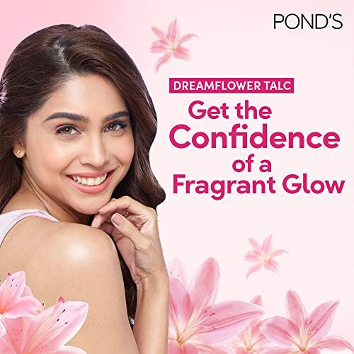 PondS Dreamflower, Pink Lily Fragrant Talcum Powder, 400G, For Long-Lasting Fragrance, With Vitamin B3, Glowing Skin, For Men & Women