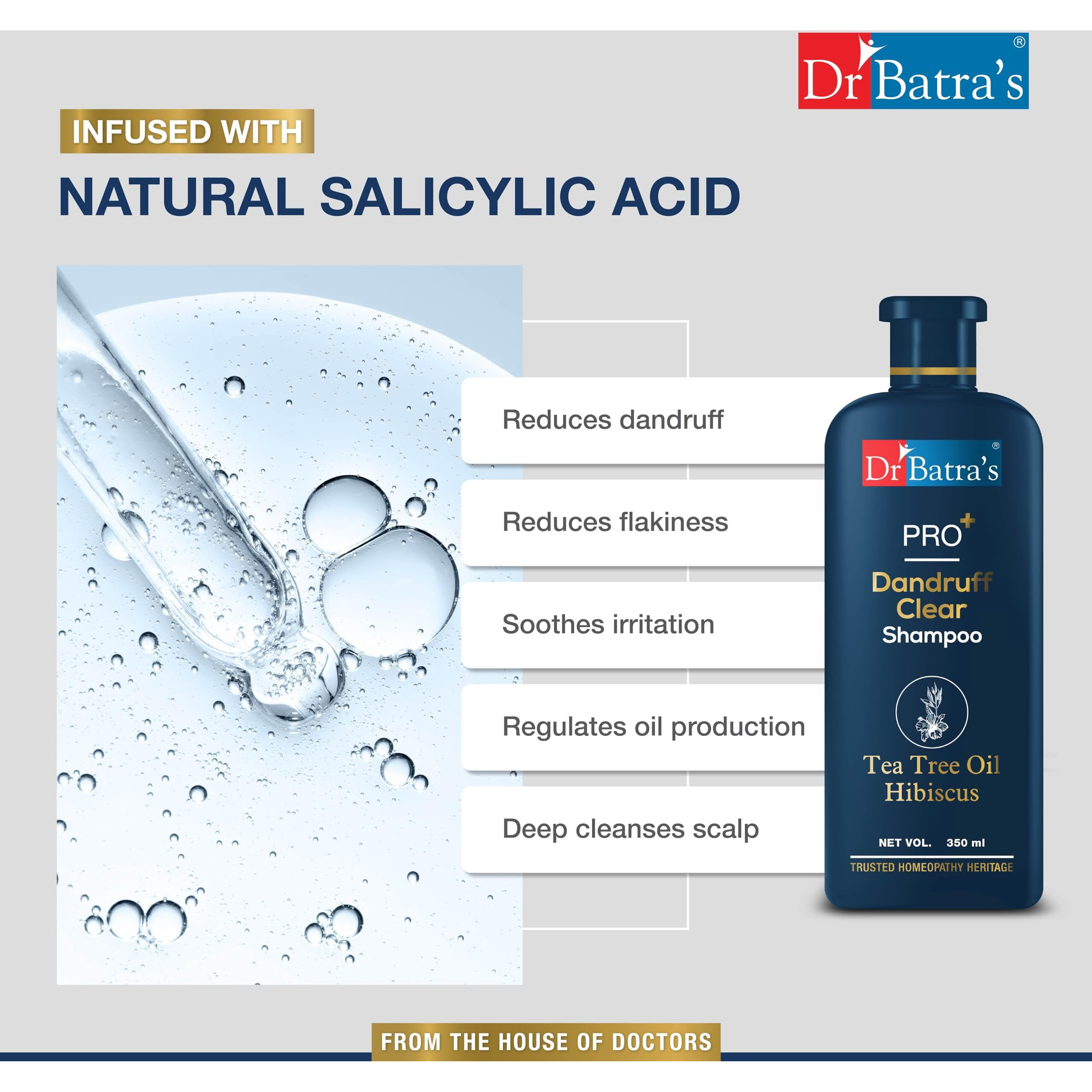 Dr BatraS Pro+ Dandruff Clear Shampoo, Paraben Sulphate Free, Anti Dandruff Best Product For Men & Women (350Ml, Pack Of 1)