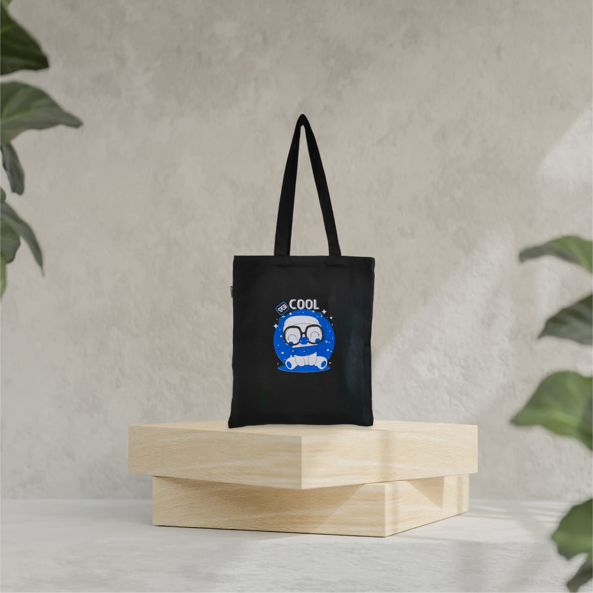 Danioo &quotDonT Worry We Carry" Canvas Tote Bag For Women, Multipurpose Handbags For Women With Zipper And Pocket For Travel, Shopping Bag | Hand Bag | College Tote Bag(Black & Blue)
