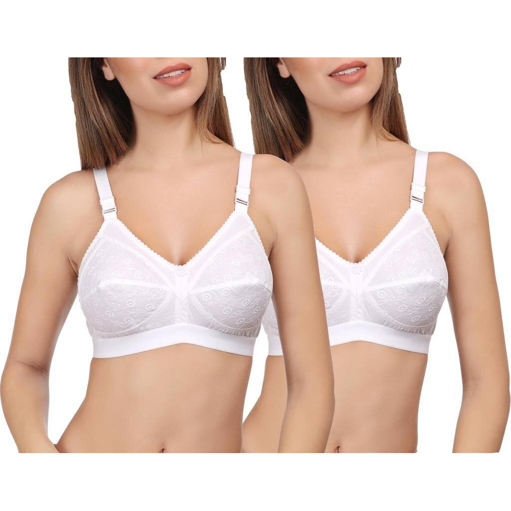 EveS Beauty WomenS Full Cup Non Padded Non Wired Bra (Pack Of 2)(Alisha_C_White_44_002)