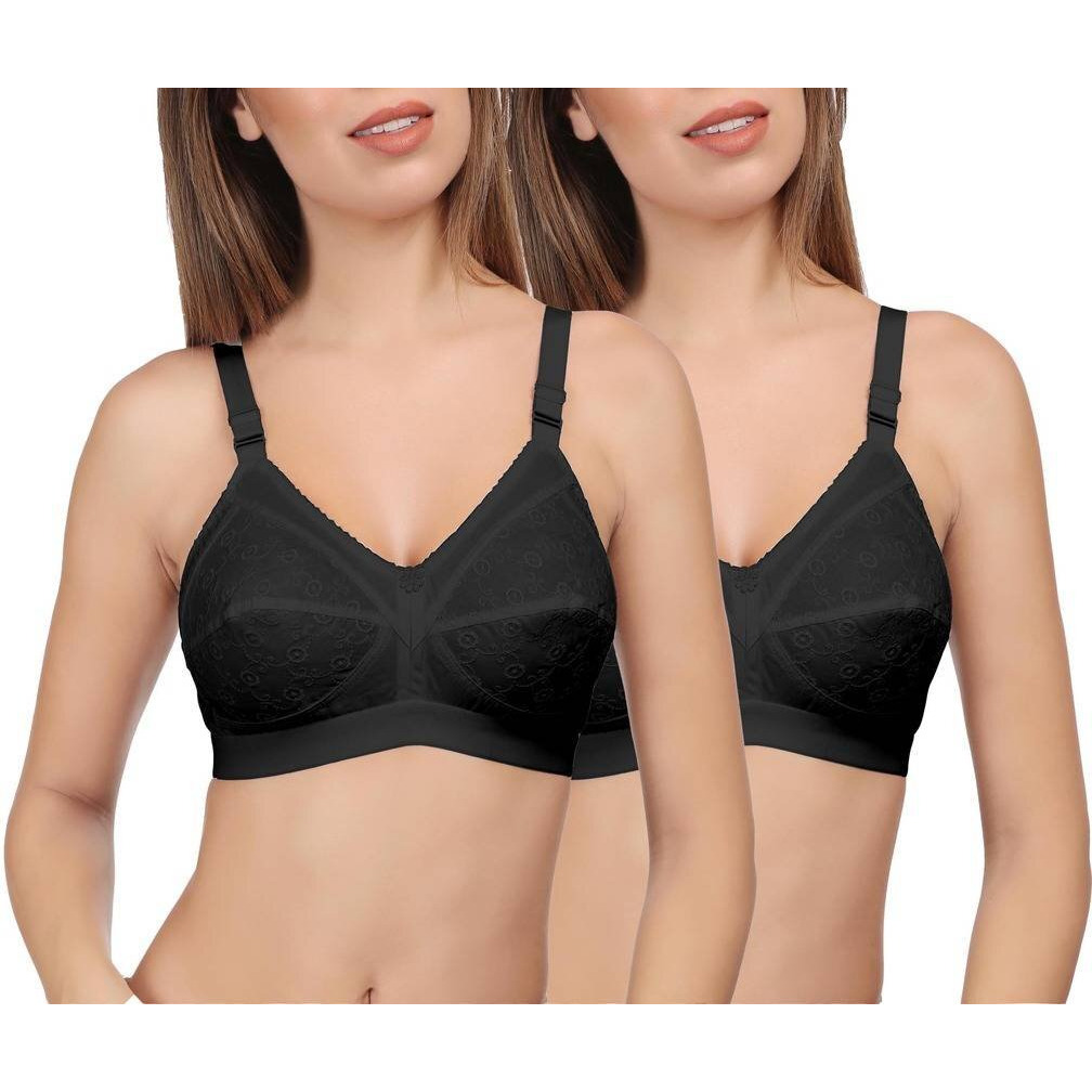 EveS Beauty WomenS Cotton Non Padded Wire Free Full Coverage Bra Black